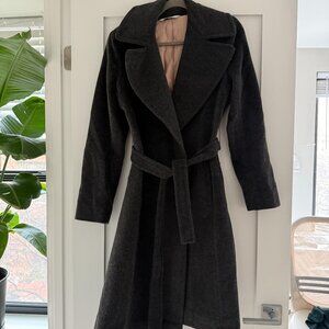 Long line Wool and Mohair Fleurette slate grey coat